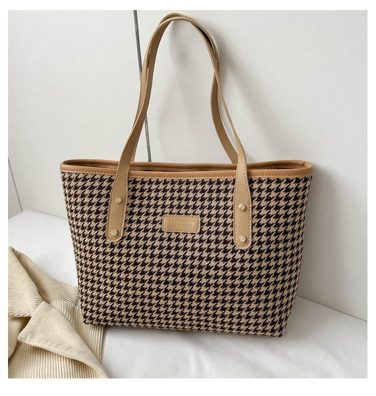 Stylish Houndstooth Nylon tote – Classic and Fashionable - Shanvi Treasurz