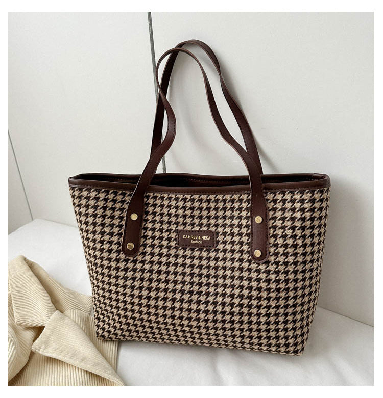 Stylish Houndstooth Nylon tote – Classic and Fashionable - Shanvi Treasurz