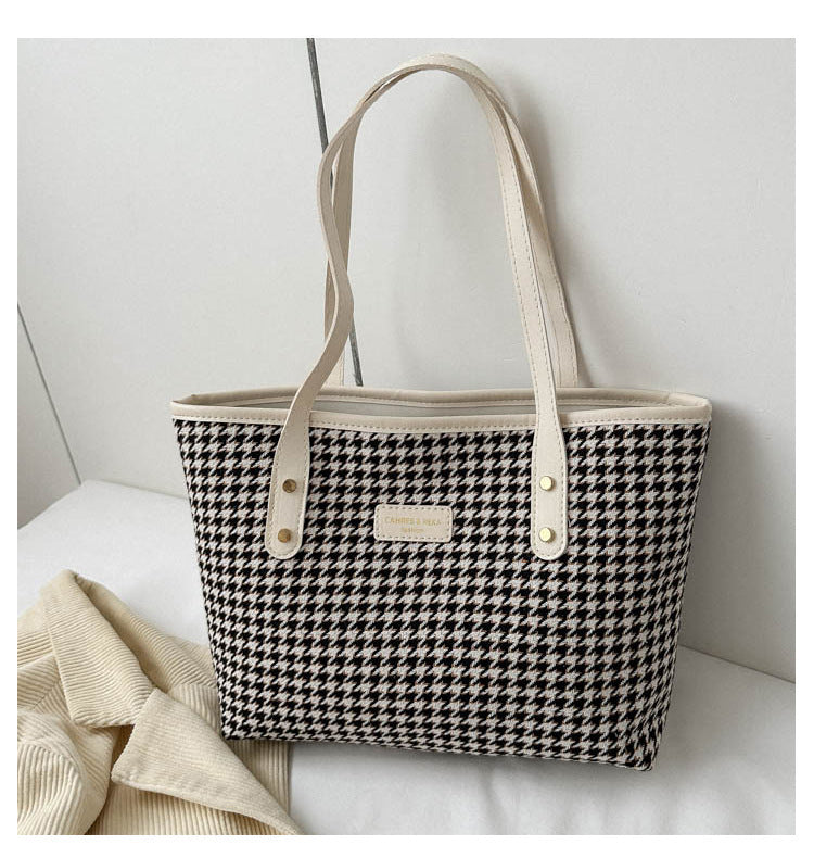 Stylish Houndstooth Nylon tote – Classic and Fashionable - Shanvi Treasurz