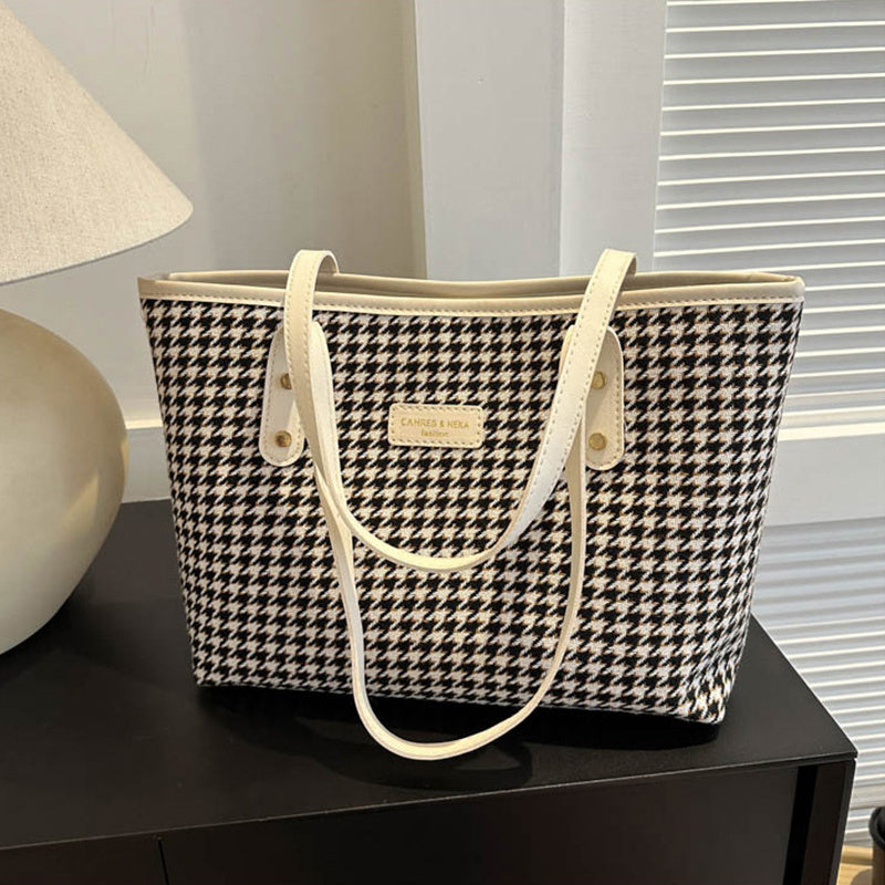 Stylish Houndstooth Nylon tote – Classic and Fashionable - Shanvi Treasurz