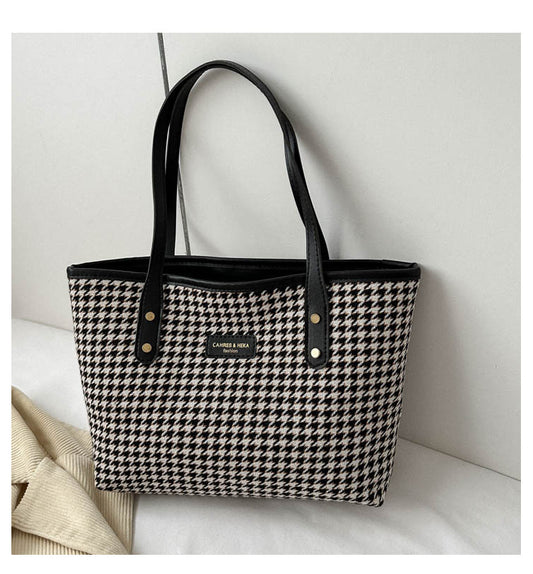 Stylish Houndstooth Nylon tote – Classic and Fashionable - Shanvi Treasurz