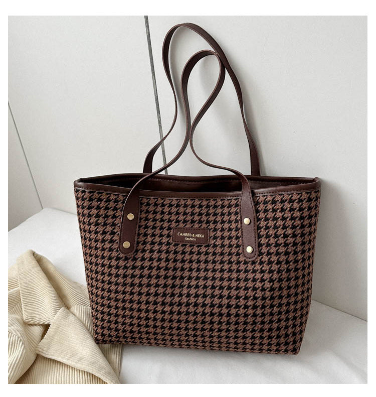 Stylish Houndstooth Nylon tote – Classic and Fashionable - Shanvi Treasurz